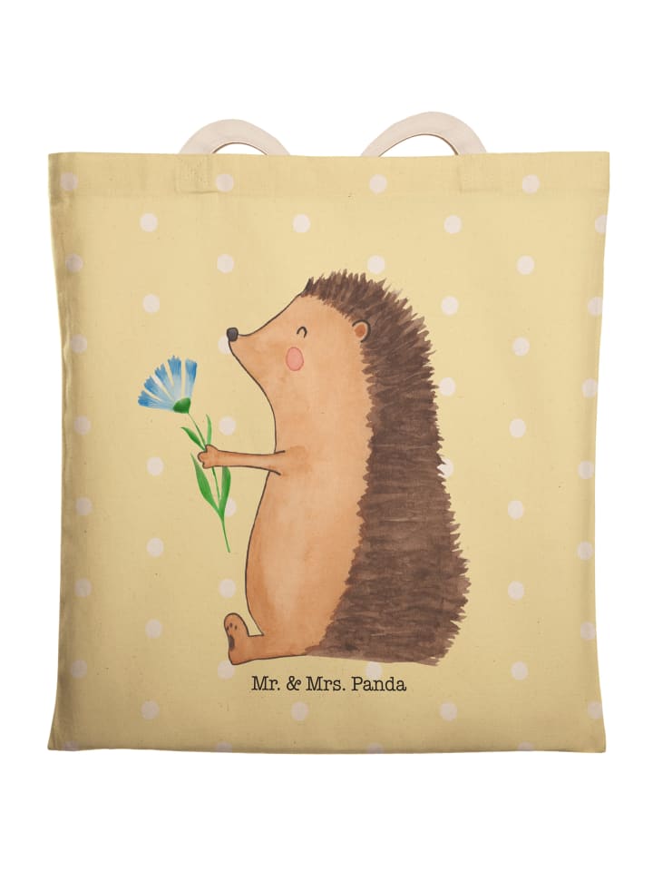 Tasche Igel Blumen ohne Spruch in Gelb Pastell