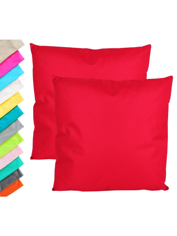 2er Set Outdoor Kissenhülle Kissenbezug 45x45cm in Rot
