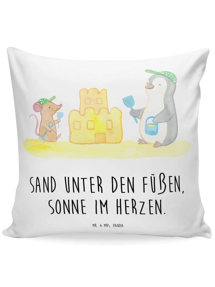 Couchkissen Sommer Meer Strand mit Spruch in Weiß