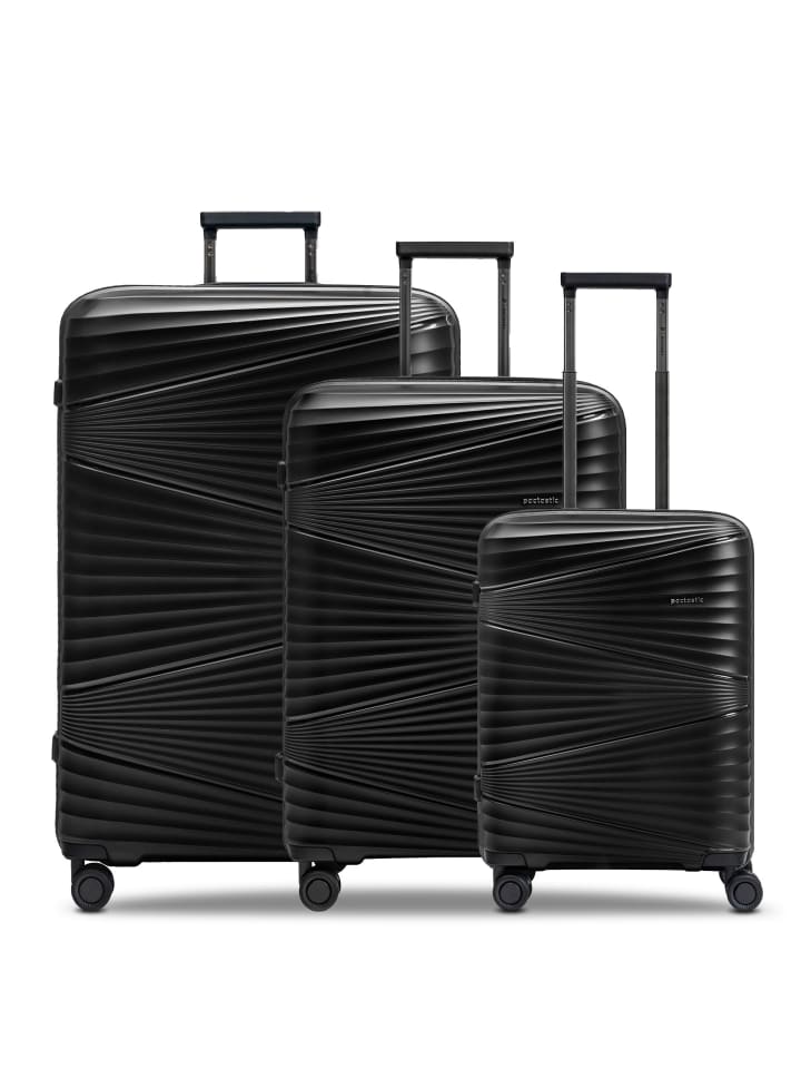 Collection 02 THE THREE SET 4 Rollen Kofferset 3-teilig black metallic