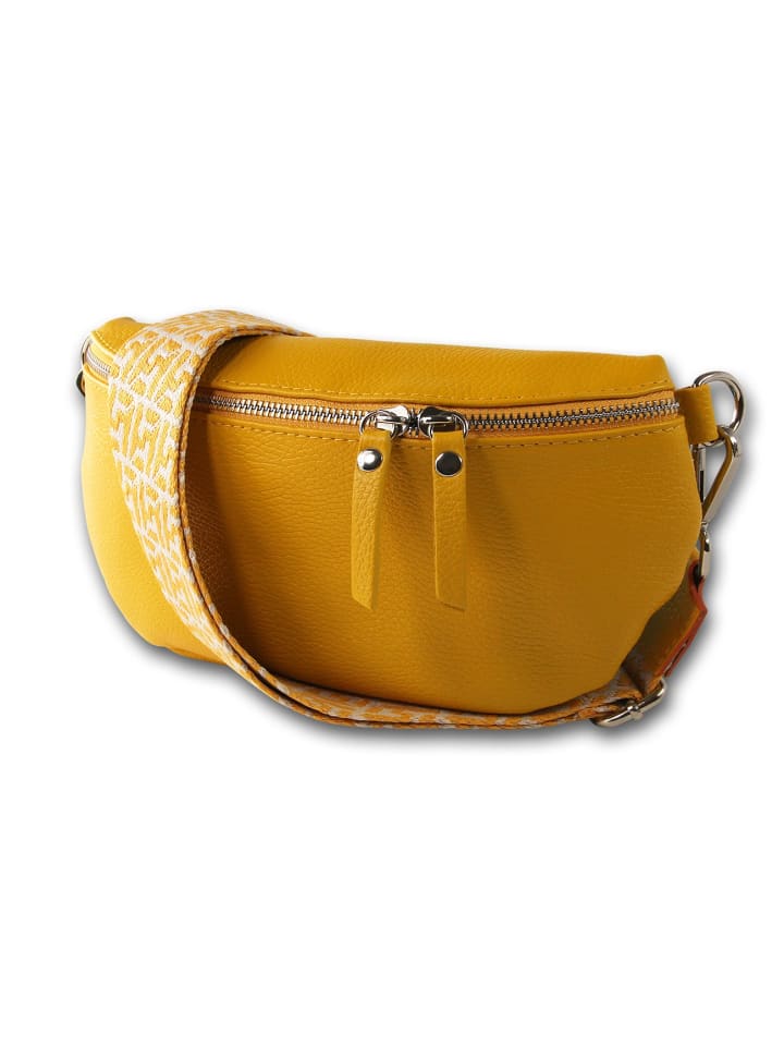 Leder Gürteltasche Toscanto Tasche gelb, mehrfarbig ca. 25cm