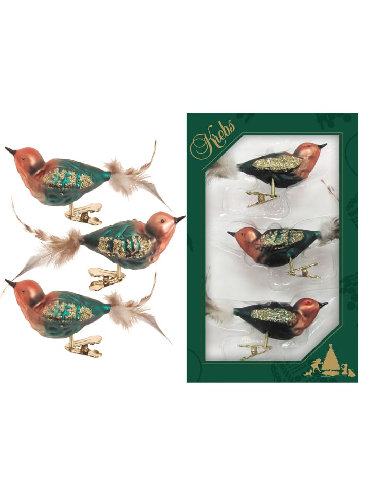 3er-Set: Baumschmuck-Vögel in Bunt