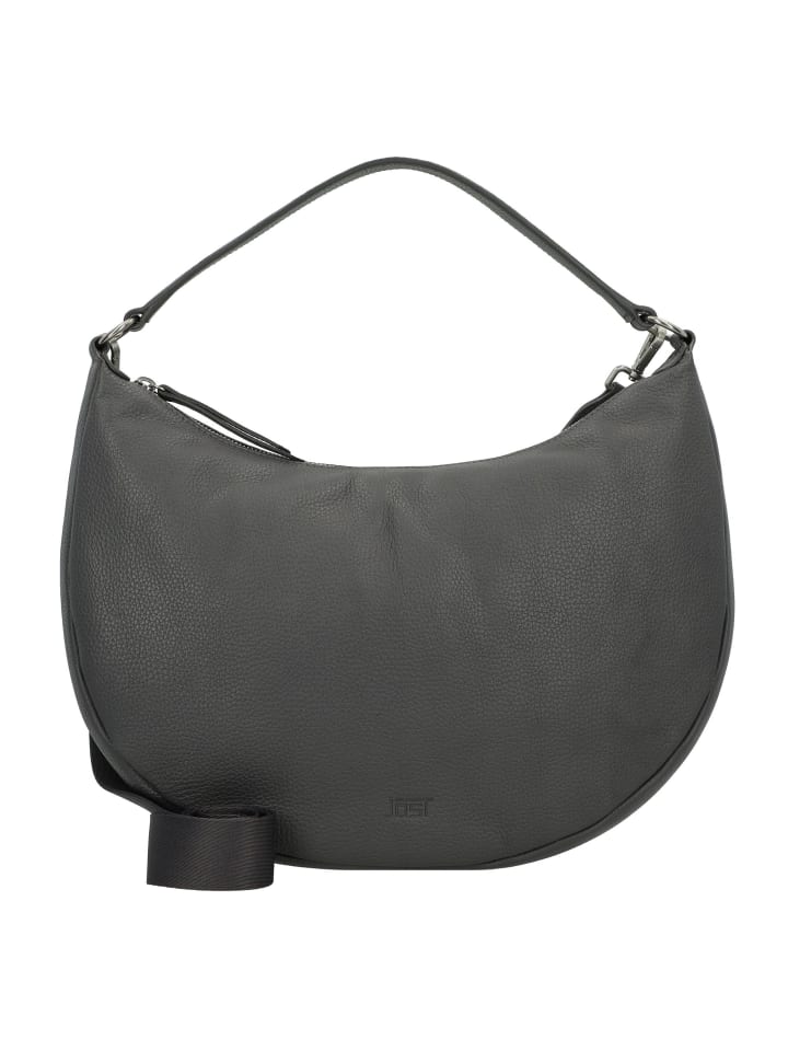 Vika Schultertasche Leder 39 cm grey