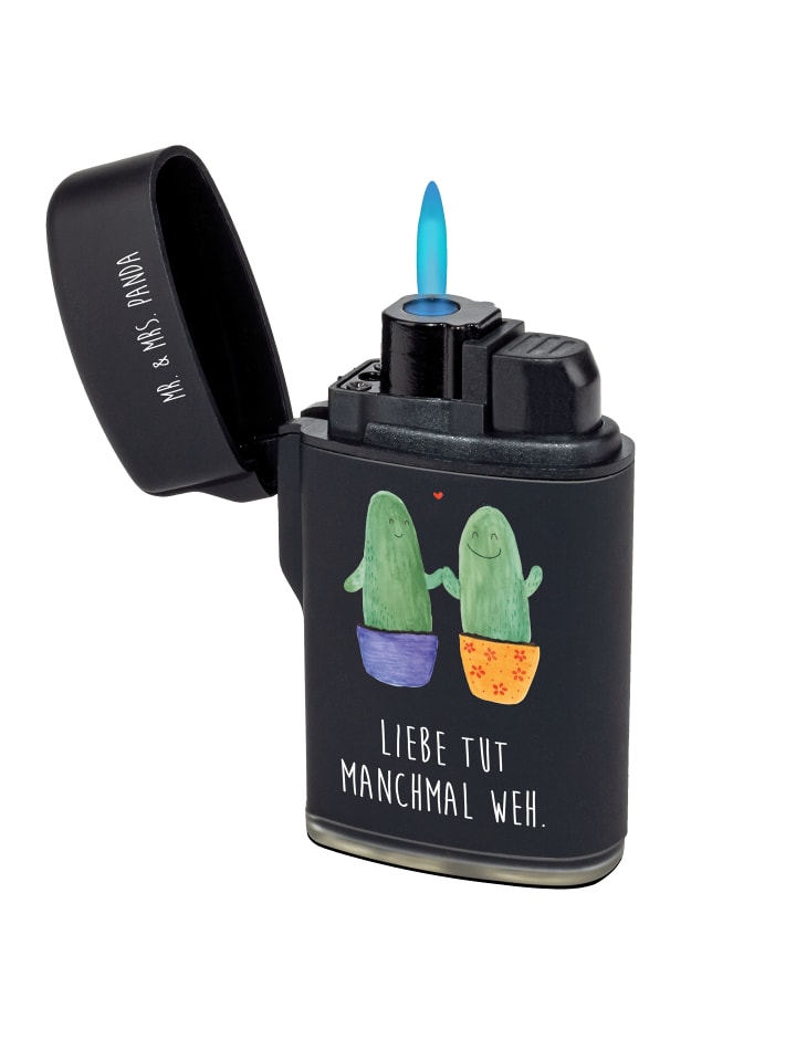 Feuerzeug Kaktus Liebe mit Spruch in Schwarz