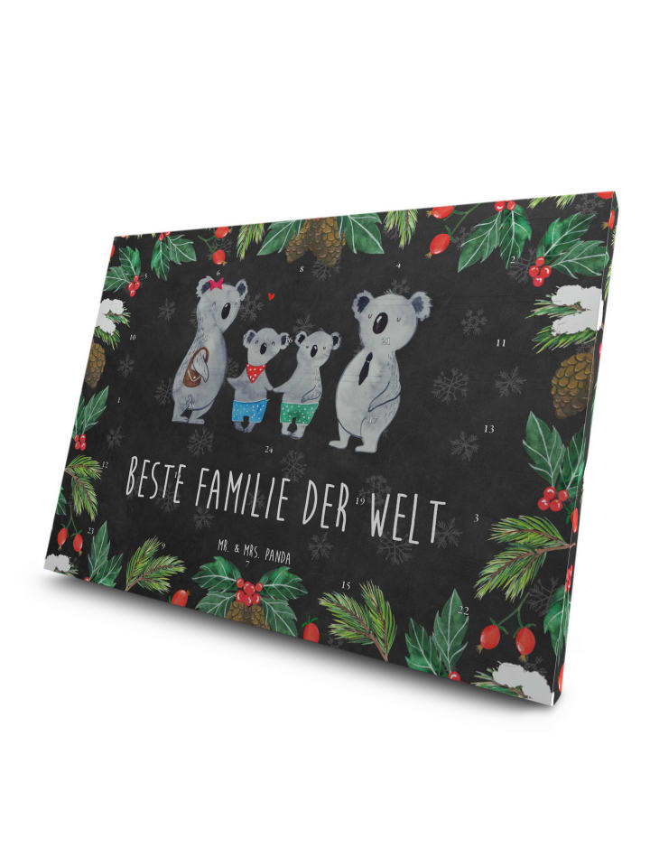 Adventskalender Koala Familie zwei mit Spruch in Kreidetafel