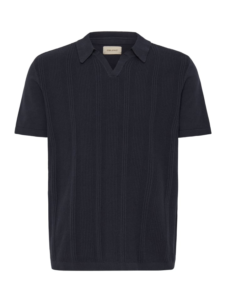 Geripptes Poloshirt Polokragen Regular Fit in Blau