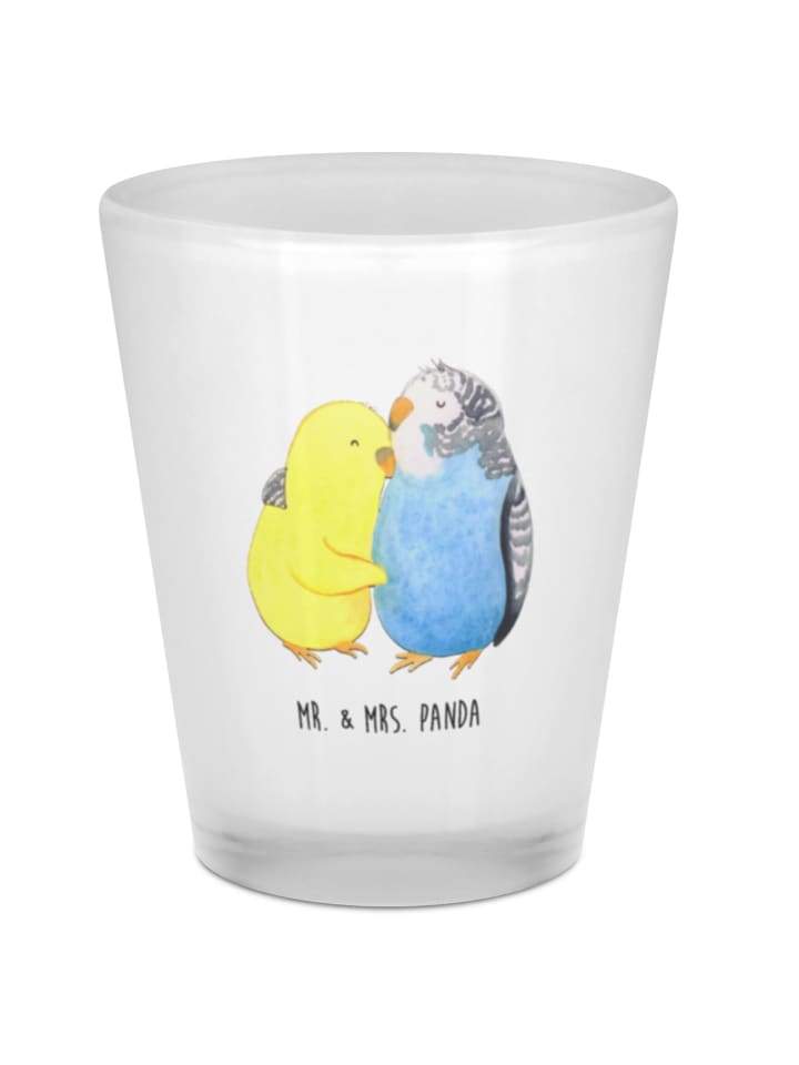 Shotglas Wellensittich Liebe ohne Spruch in Transparent