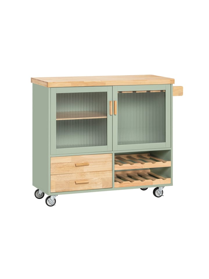 Küchenwagen in Sagegrün - (W) 40 x (H) 92 x (L) 100 cm