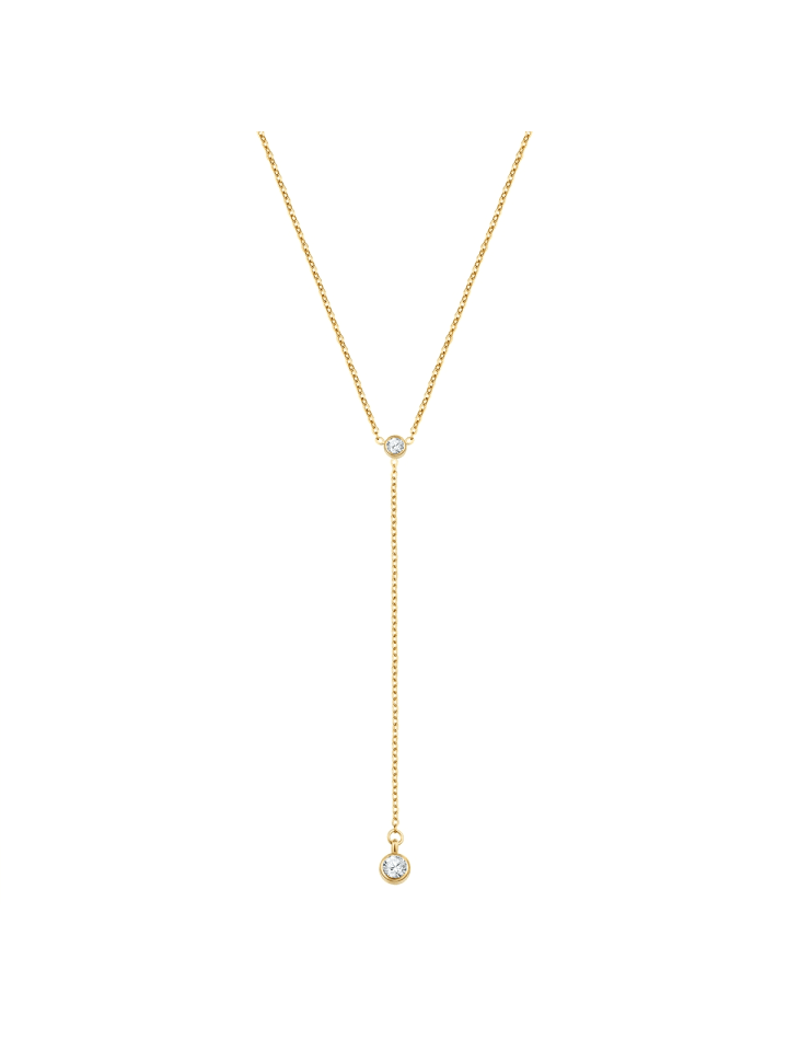 Halskette aus Edelstahl mit Zirkonia in gelbgold