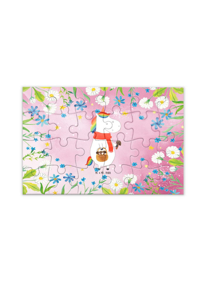 Puzzle Einhorn Pilz ohne Spruch in Rot Pastell