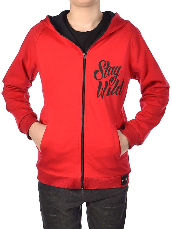 Sweatjacke in Rot - Schwarz