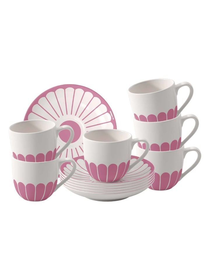 6er Set Espressotassen mit Untertassen Fleur Couleur in Cassis 70 ml