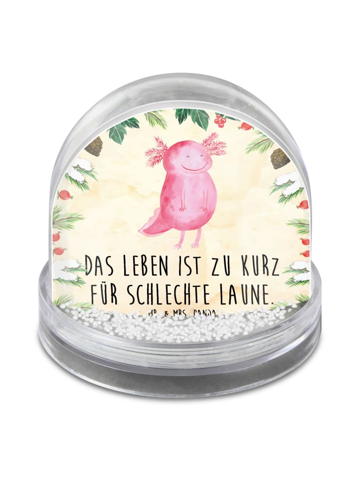 Dekokugel Axolotl Glücklich mit Spruch in Naturpapier