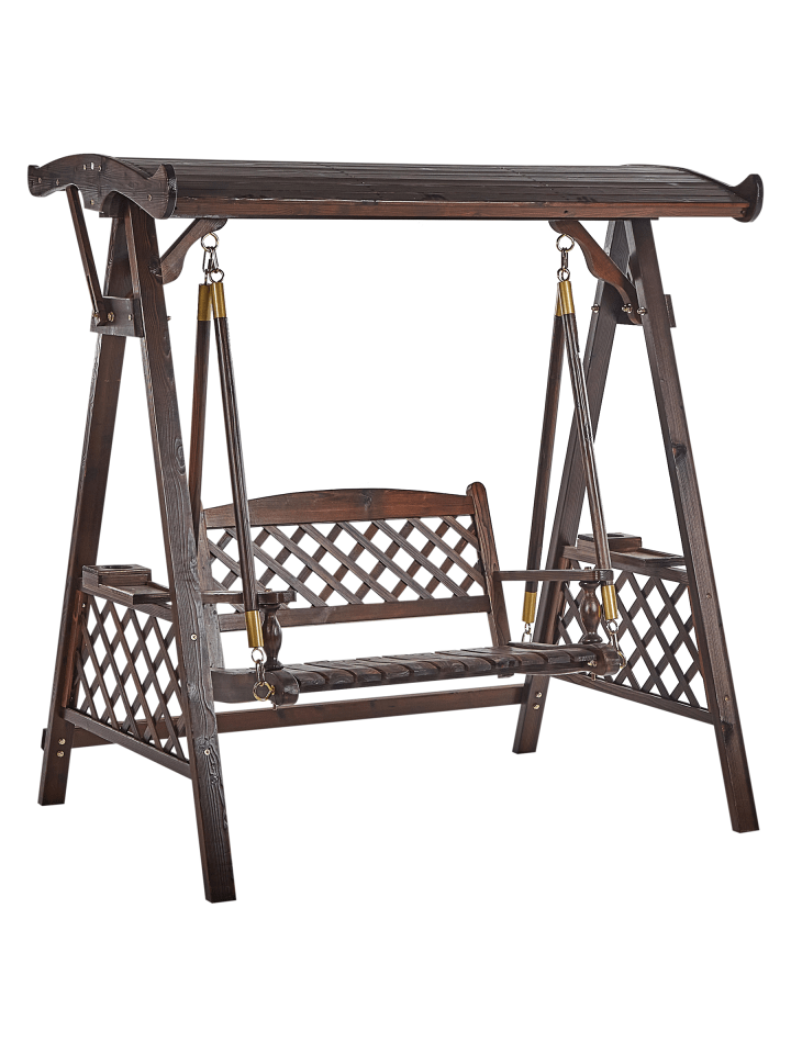 Gartenschaukel SENARICA in Braun/Gold - (W) 170 x (H) 177 x (L) 118 cm