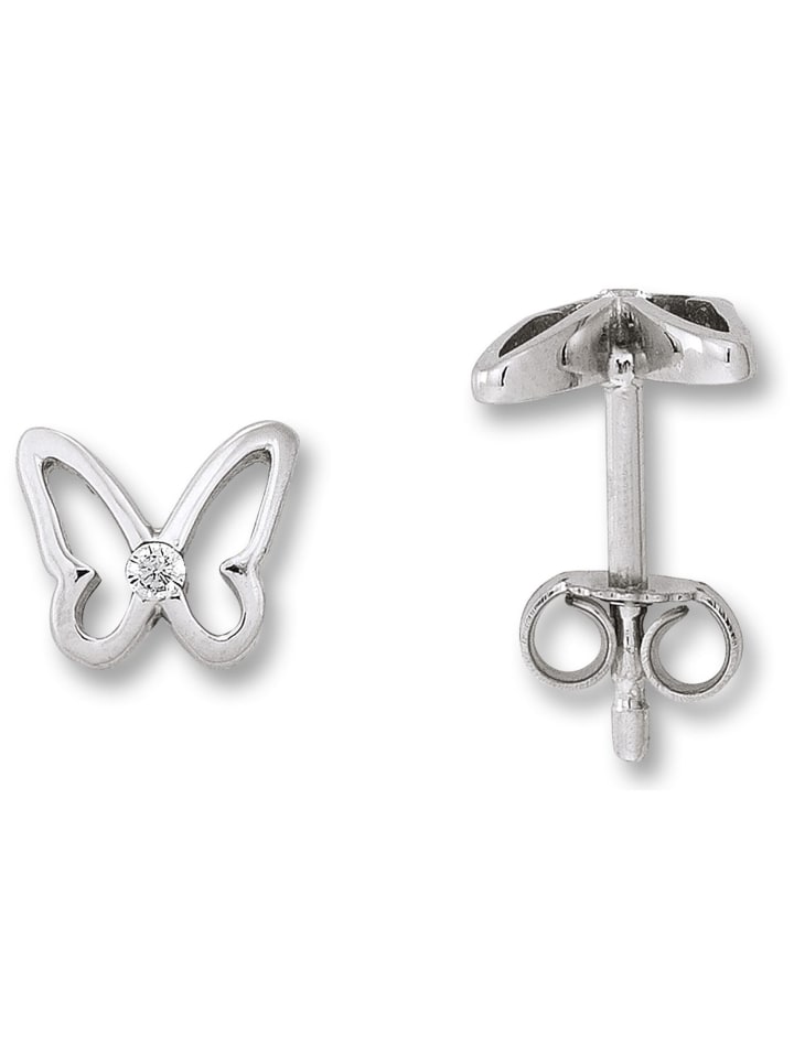 Zirkonia Schmetterling Ohrringe Ohrstecker aus 925 Silber in silber