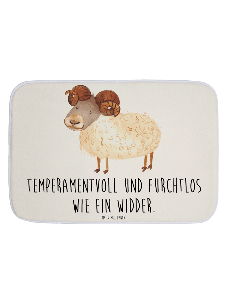 Badematte Sternzeichen Widder mit Spruch in Weiß