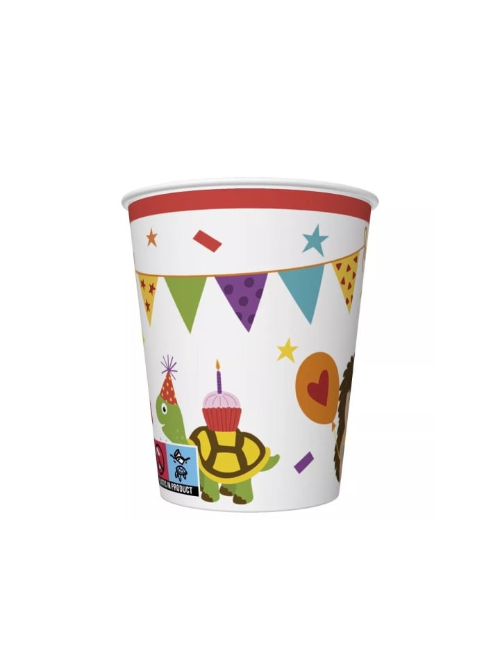 Tiere Cute Party Pappbecher 8er-Set, 250 ml