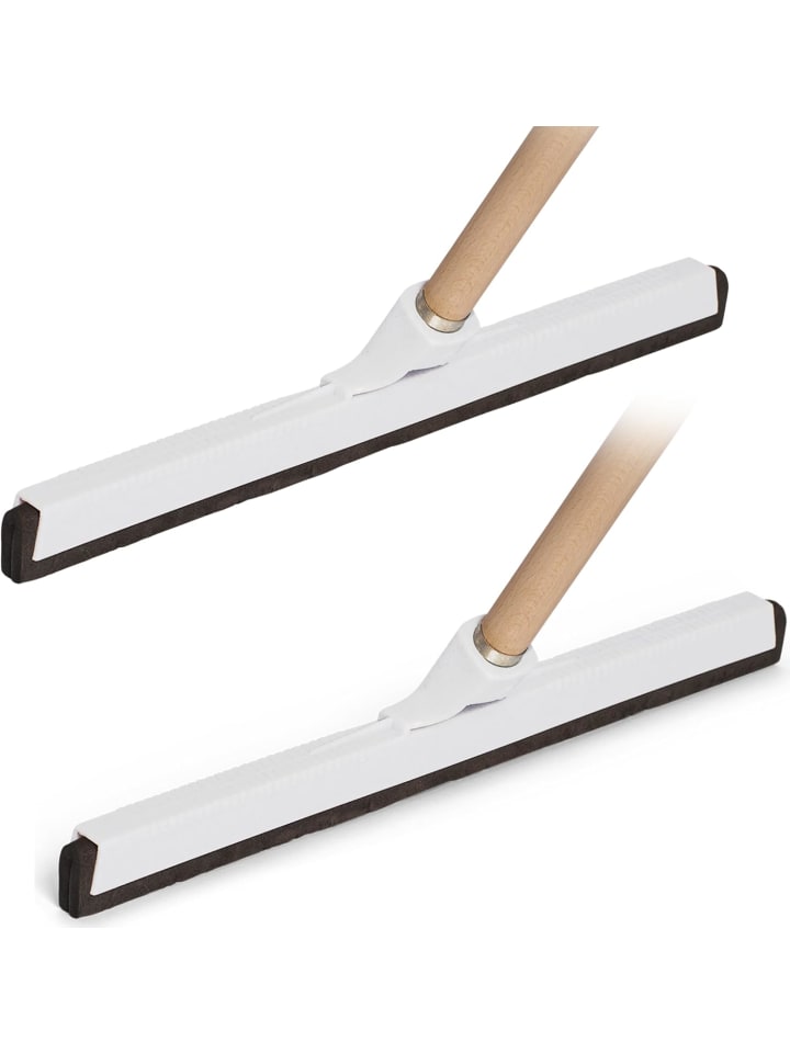 Novaliv 2X Wasserabzieher Boden mit Holzstiel Kunststoff 43cm Wassersc in Weiß