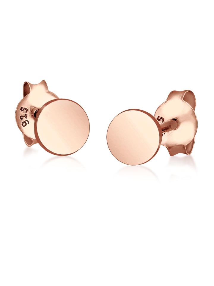 Ohrringe 925 Sterling Silber Geo, Kreis in Rosegold