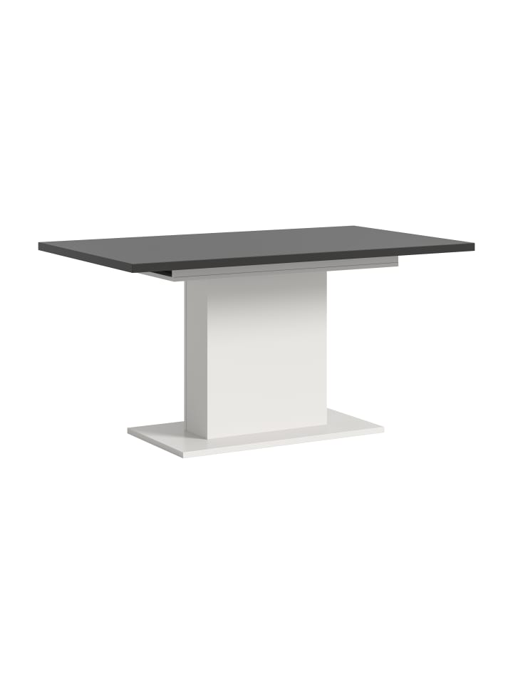 Esstisch (B/H/T): 150-190x76x90 in weiß und grau mit Säulen-Gestell