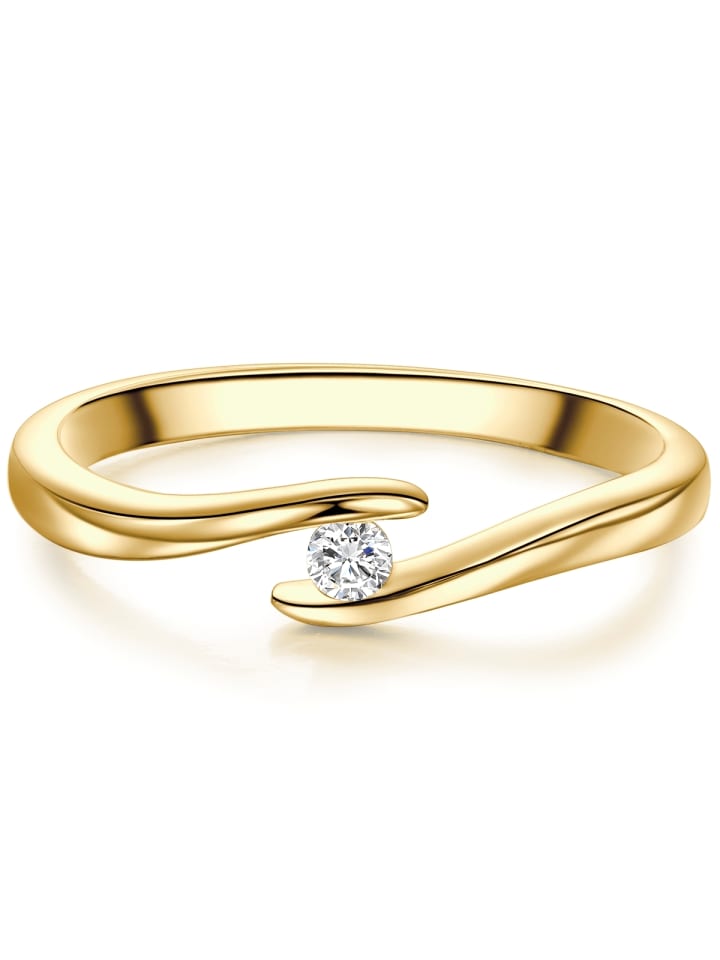 Ring aus Sterling Silber mit Zirkonia in gelbgold