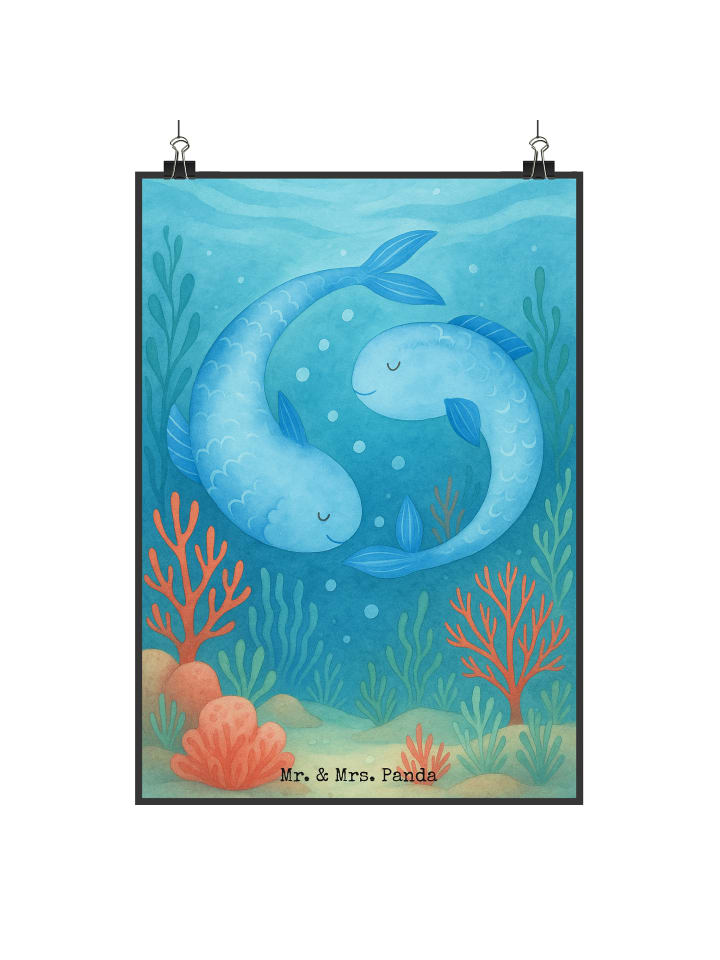 Poster Sternzeichen Fische Design ohne Spruch in Weiß