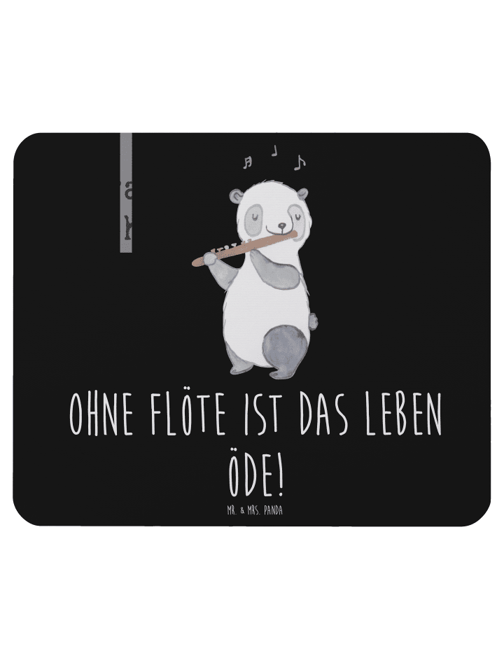 Mauspad Flöte Leben mit Spruch in Schwarz