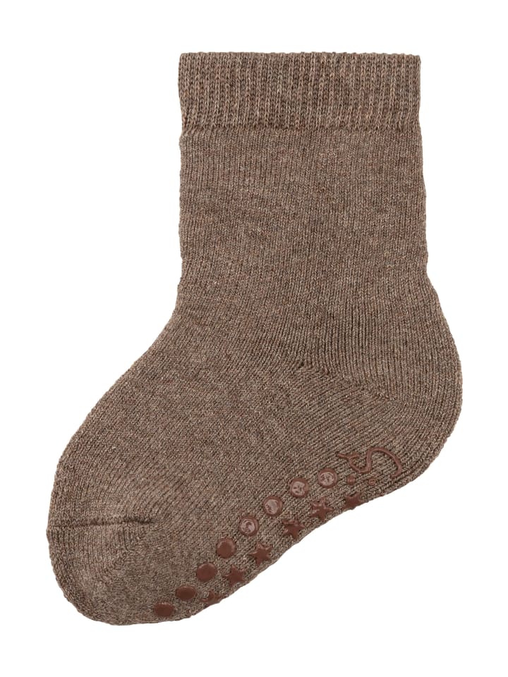 ABS Socken Wolle uni in braun mel.