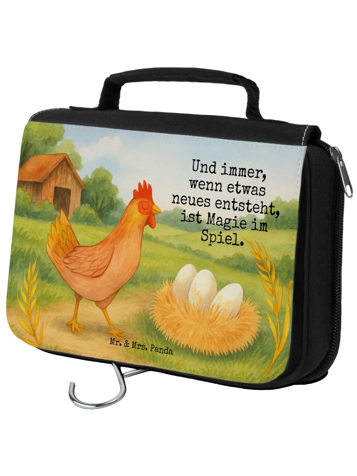 Kulturbeutel Huhn Stolz Design mit Spruch in Weiß