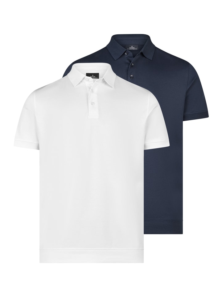 Poloshirt Basic in Weiß / dunkelblau