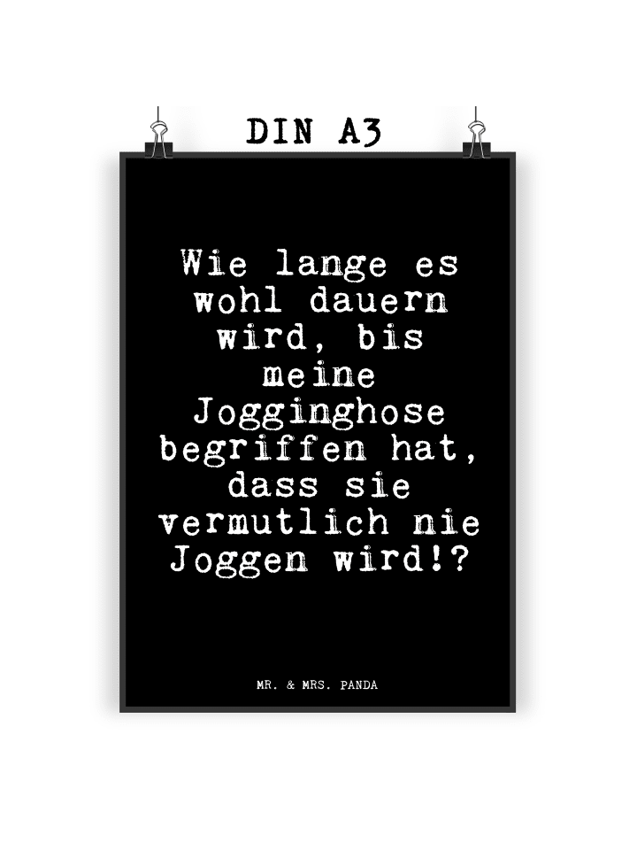 Wandbild Wie lange es wohl... mit Spruch in Schwarz