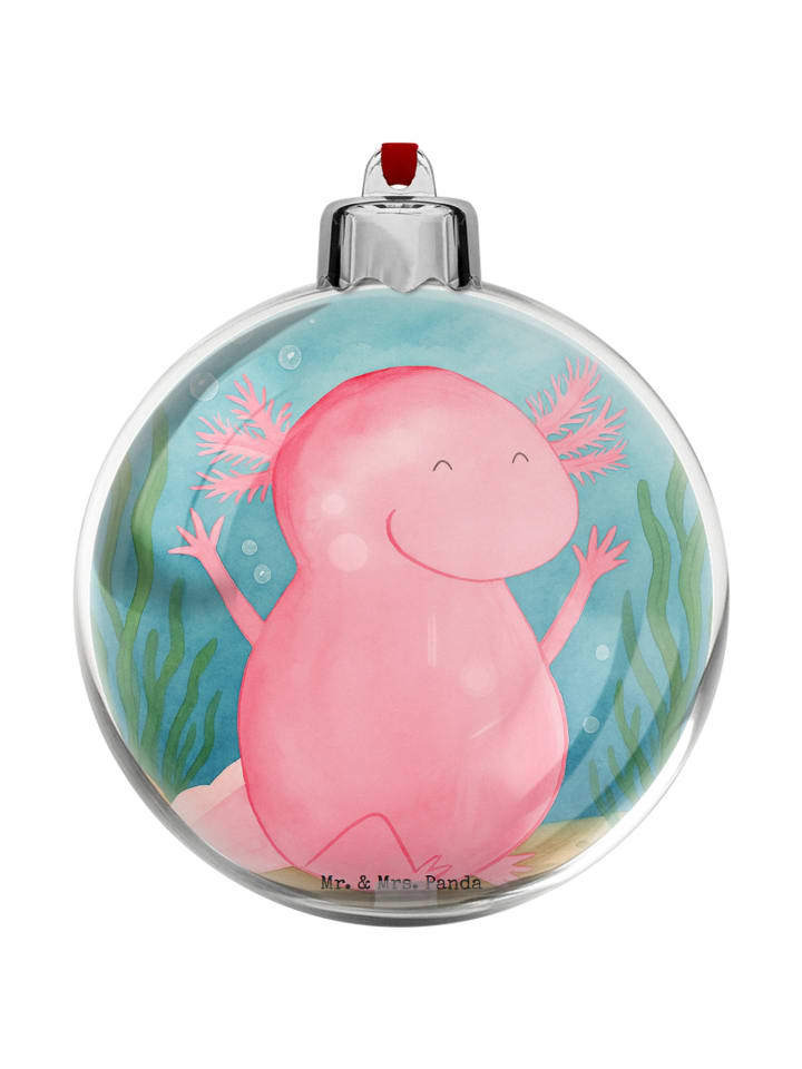Christbaumkugel Axolotl Hurra Design ohne Spruch in Weiß