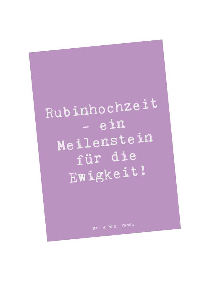 Postkarte Spruch 40. Hochzeitstag Rubinhochzeit... in Lavendeltraum