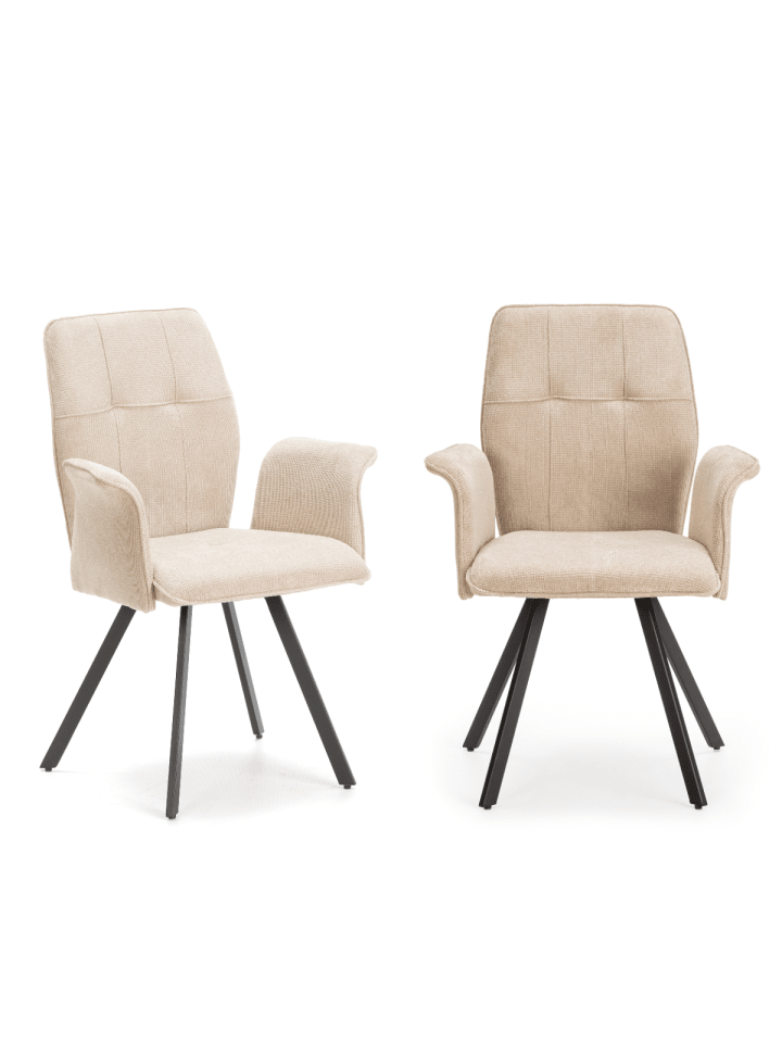 2er-Set Sessel MERY in Beige - (W)62 x (H)47 x (L)60 cm