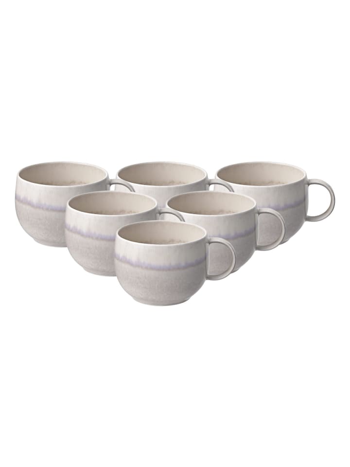 6er Set Kaffeetassen Perlemor Sand in Beige 190 ml