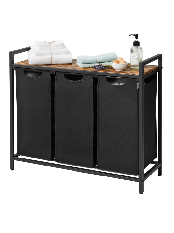 Wäschesortierer in Braun-Schwarz - (B)33 x (H)72 x (T)92.5 cm