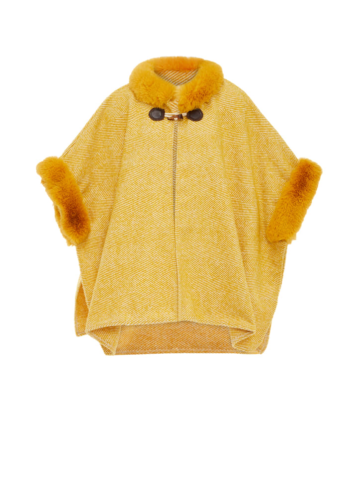 Damen Poncho in Gelb