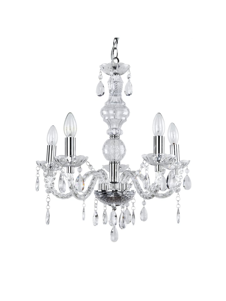 Kronleuchter Elegance 5-flammig (5 x E14) in Silber (H)150cm (D)52cm