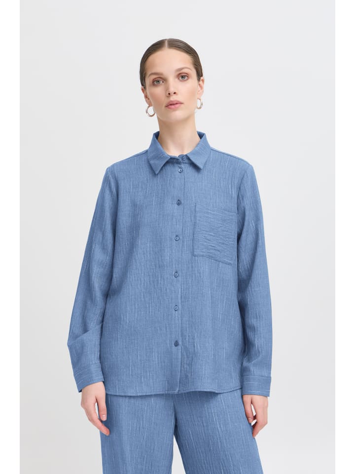 Langarm - Hemd IXREMI Regular fit in Coronet Blue w. pinst.