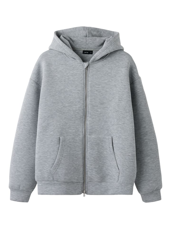 Hoodie mit Reißverschluss in Light Grey Melange