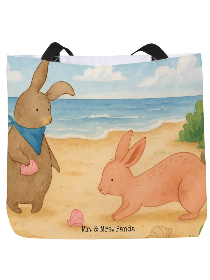 Strandtasche Hasen Muschel Design ohne Spruch in Weiß