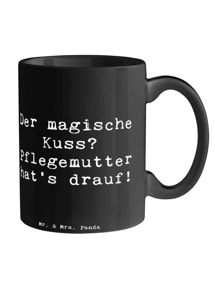 Tasse Pflegemutter Kuss mit Spruch in Schwarz