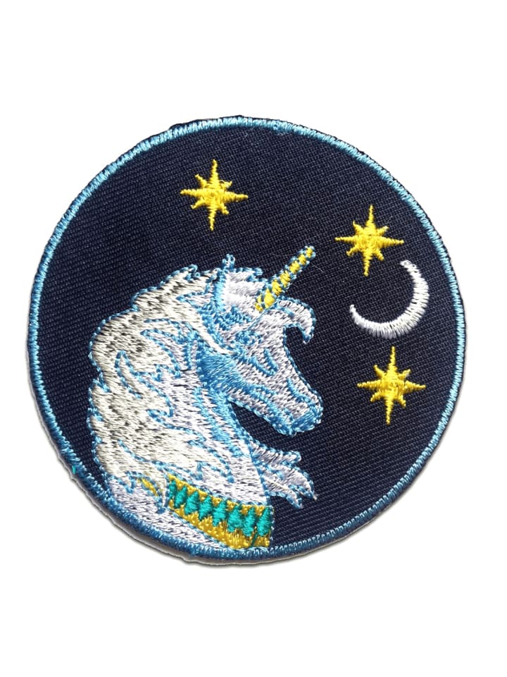Einhorn KinderApplikation Bügelbild inBlau