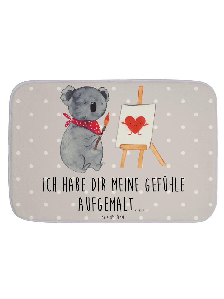 Badvorleger Koala Künstler mit Spruch in Grau Pastell