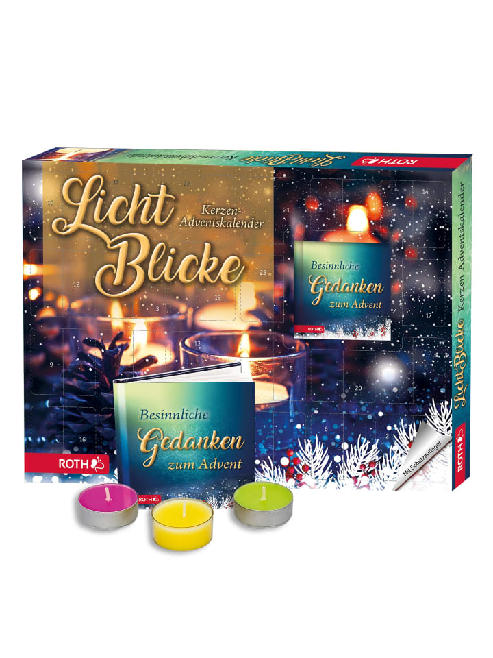 Kerzen-Adventskalender - Lichtblicke - mit Buch in Bunt