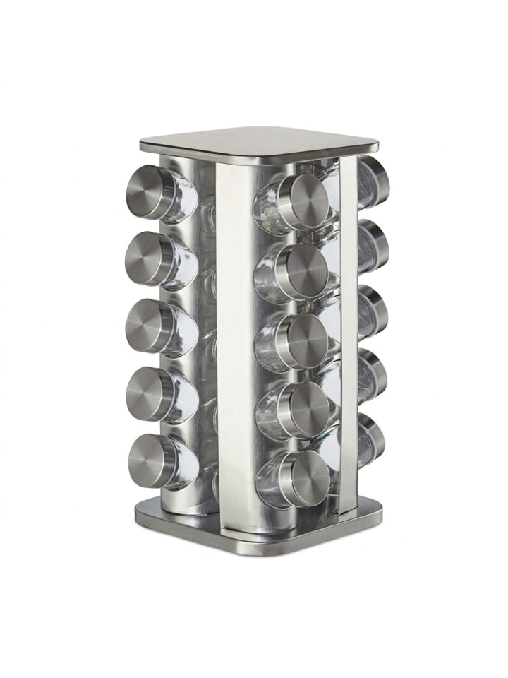 Gewürzkarussell mit 20 Gläsern in Silber