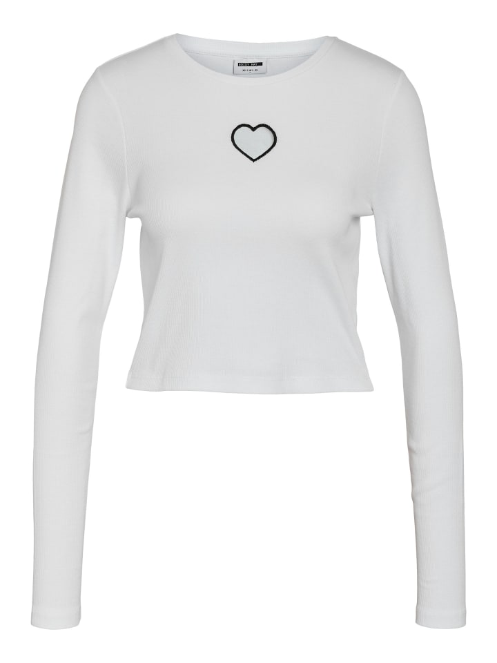 Crop Top Langarmshirt mit Cut-out-Detail in Sternform in Weiß