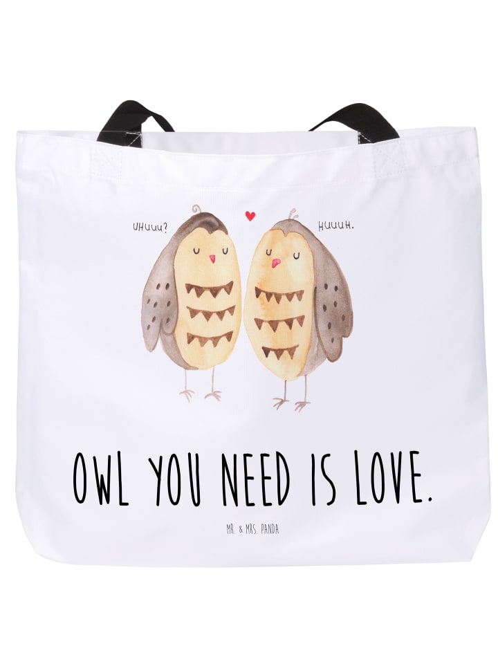 Shopper Damen Eulen Liebe mit Spruch in Weiß