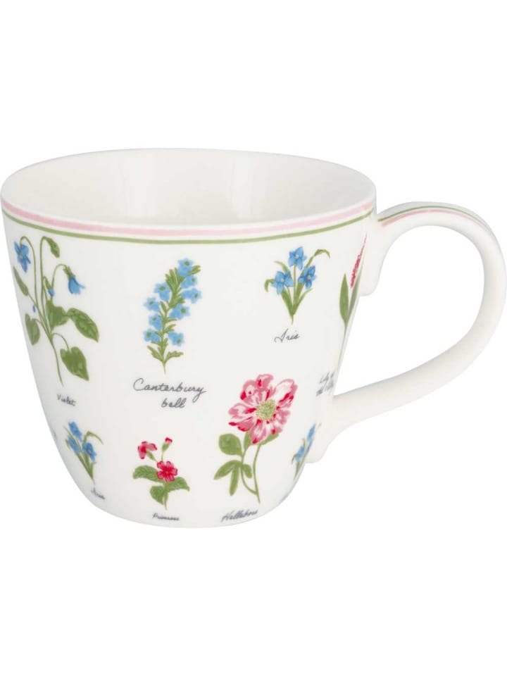 Becher AGNES Weiß mit Blumen
