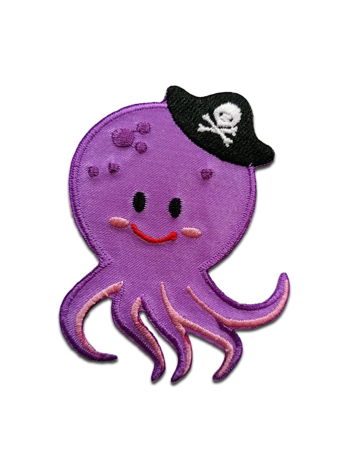 Oktopus Kraken Piraten TiereApplikation Bügelbild inLila